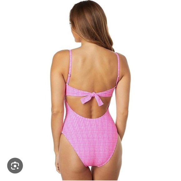 Lilly Pulitzer Layne Along the Same Lines Pink Checkered One-Piece Swimsuit - Picture 2 of 5